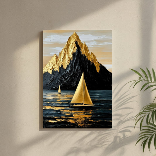 Golden Sailboat Canvas